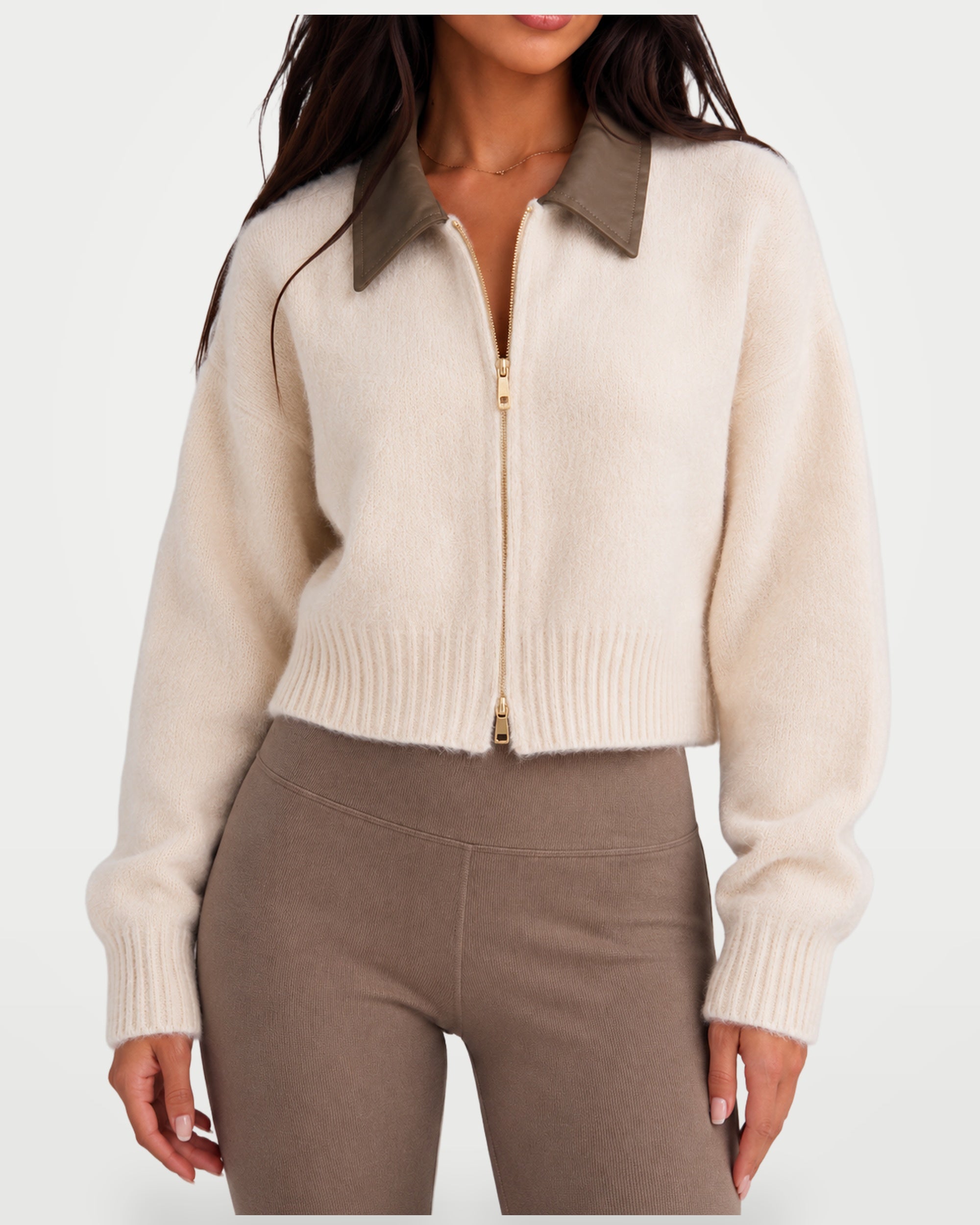 The Athletics Society | Women's Fuzzy Knit Zip Cardigan - 7