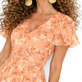 The Athletics Society | Women's Floral Maxi Dress V-Neck Flutter Sleeve Lightweight - 7