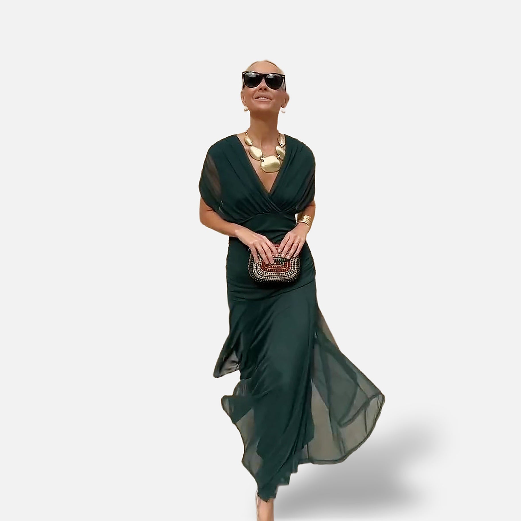 The Athletics Society | Women's Elegant V-Neck Maxi Dress - 2