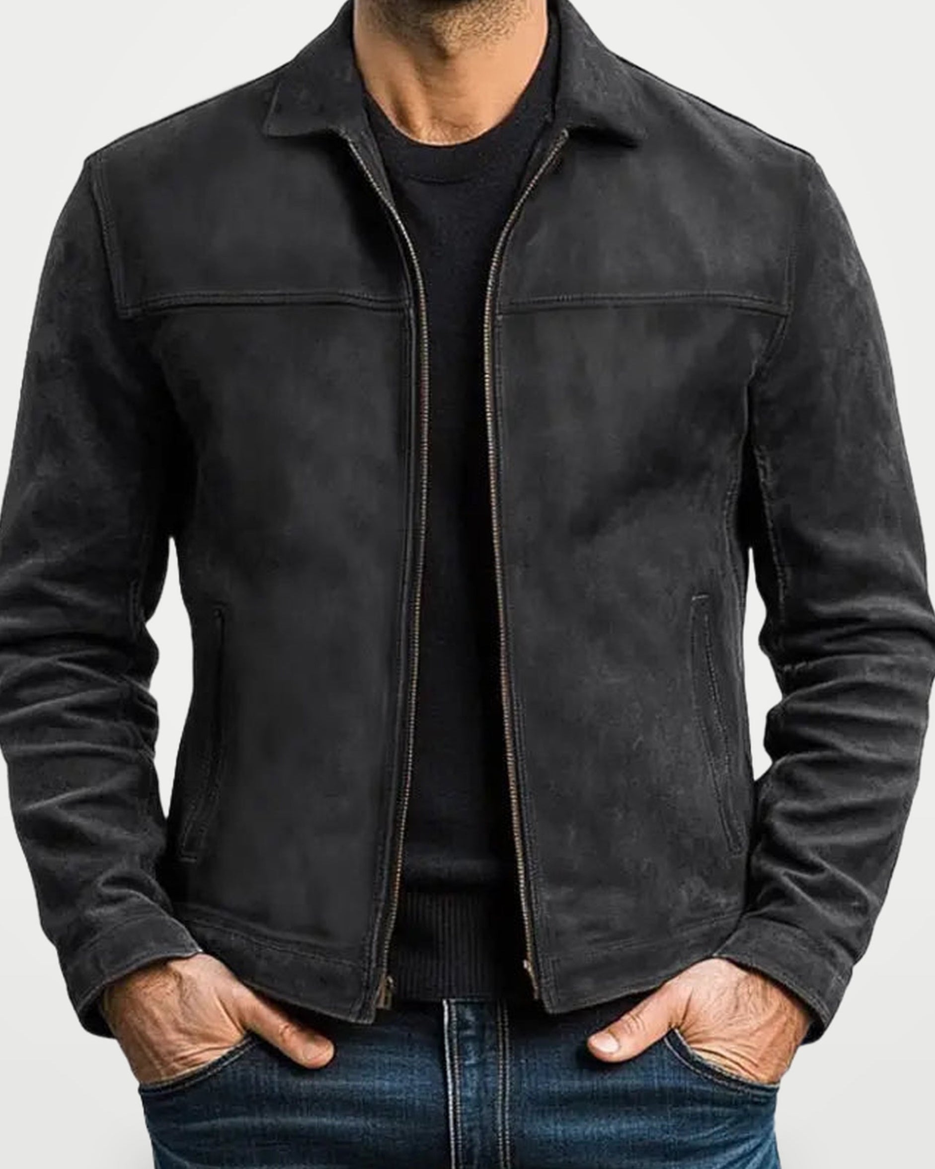 The Athletics Society | Men's Slim Suede Trucker Jacket - 3