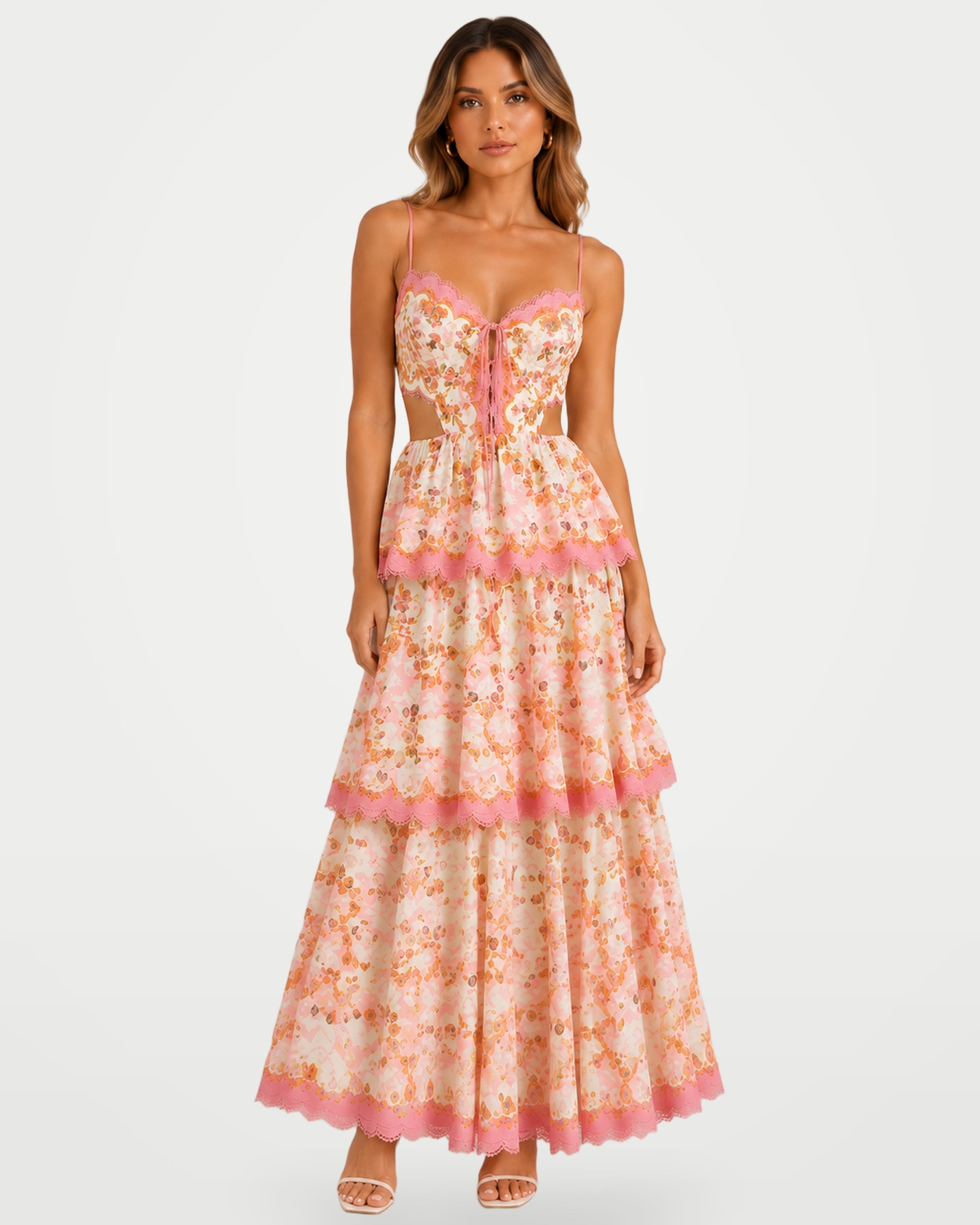 The Athletics Society | Women's Ruffled Patterned Maxi Dress - 4