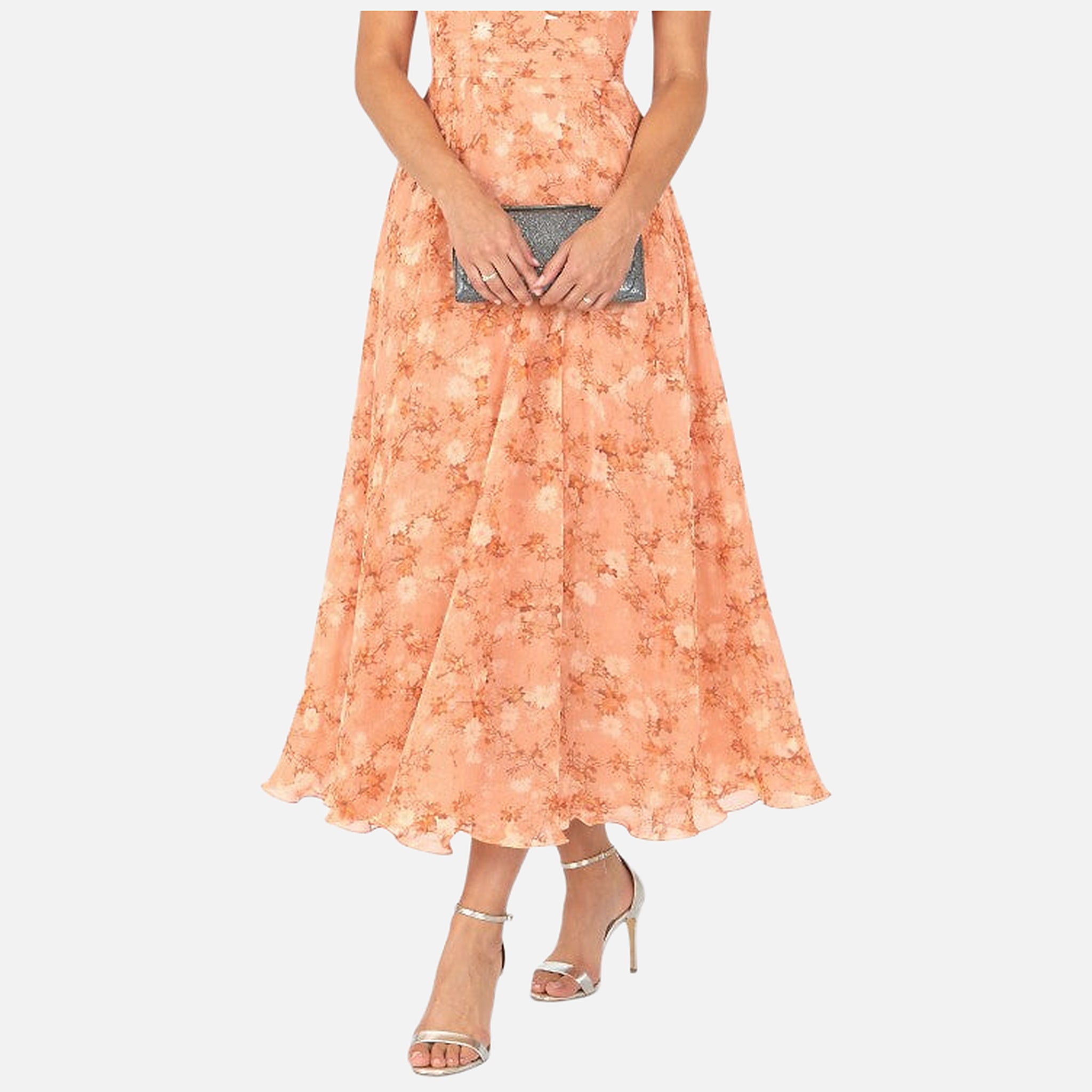 The Athletics Society | Women's Floral Maxi Dress V-Neck Flutter Sleeve Lightweight - 8