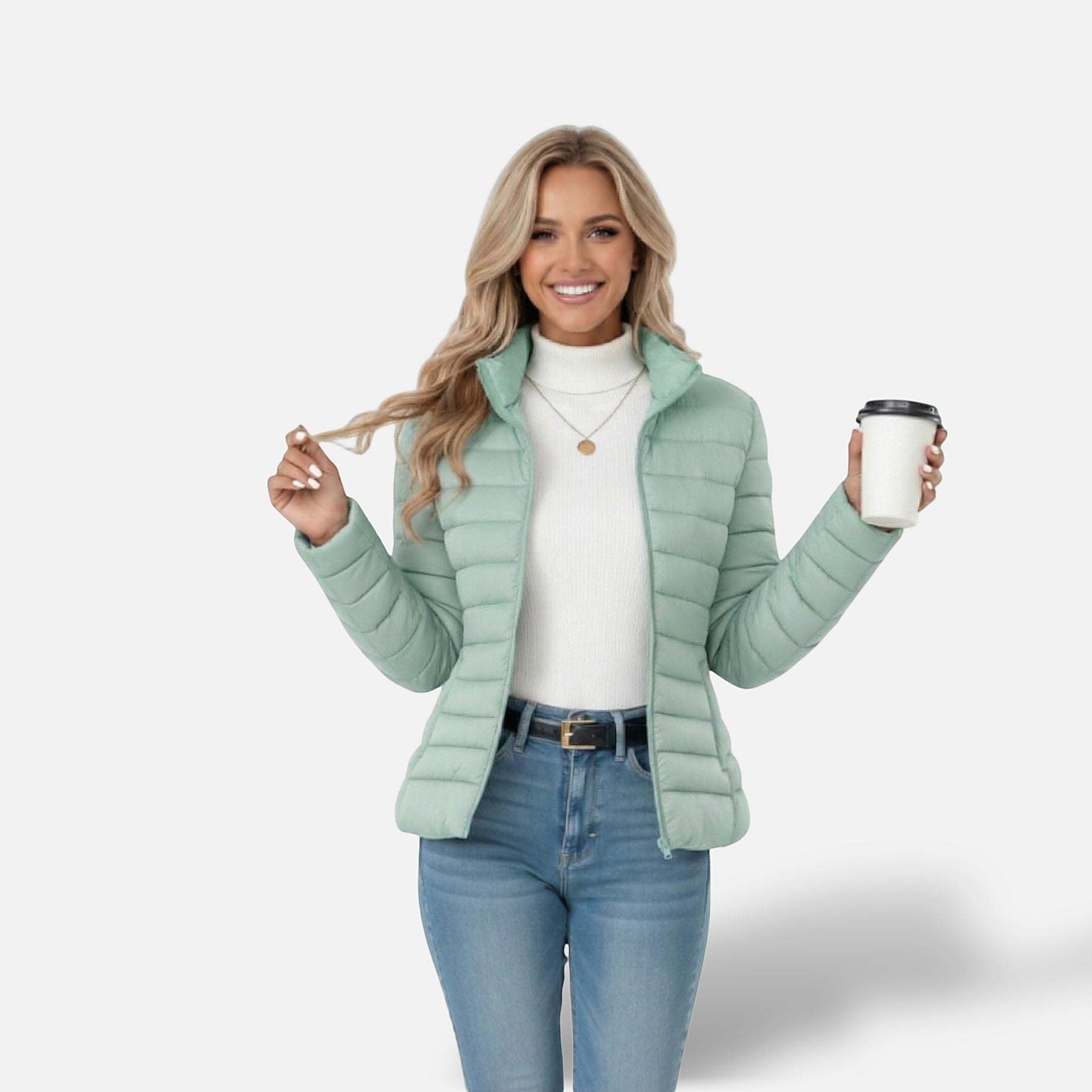 The Athletics Society | Women's Slim Fit Puffer Jacket Lightweight Quilted High Collar - 4