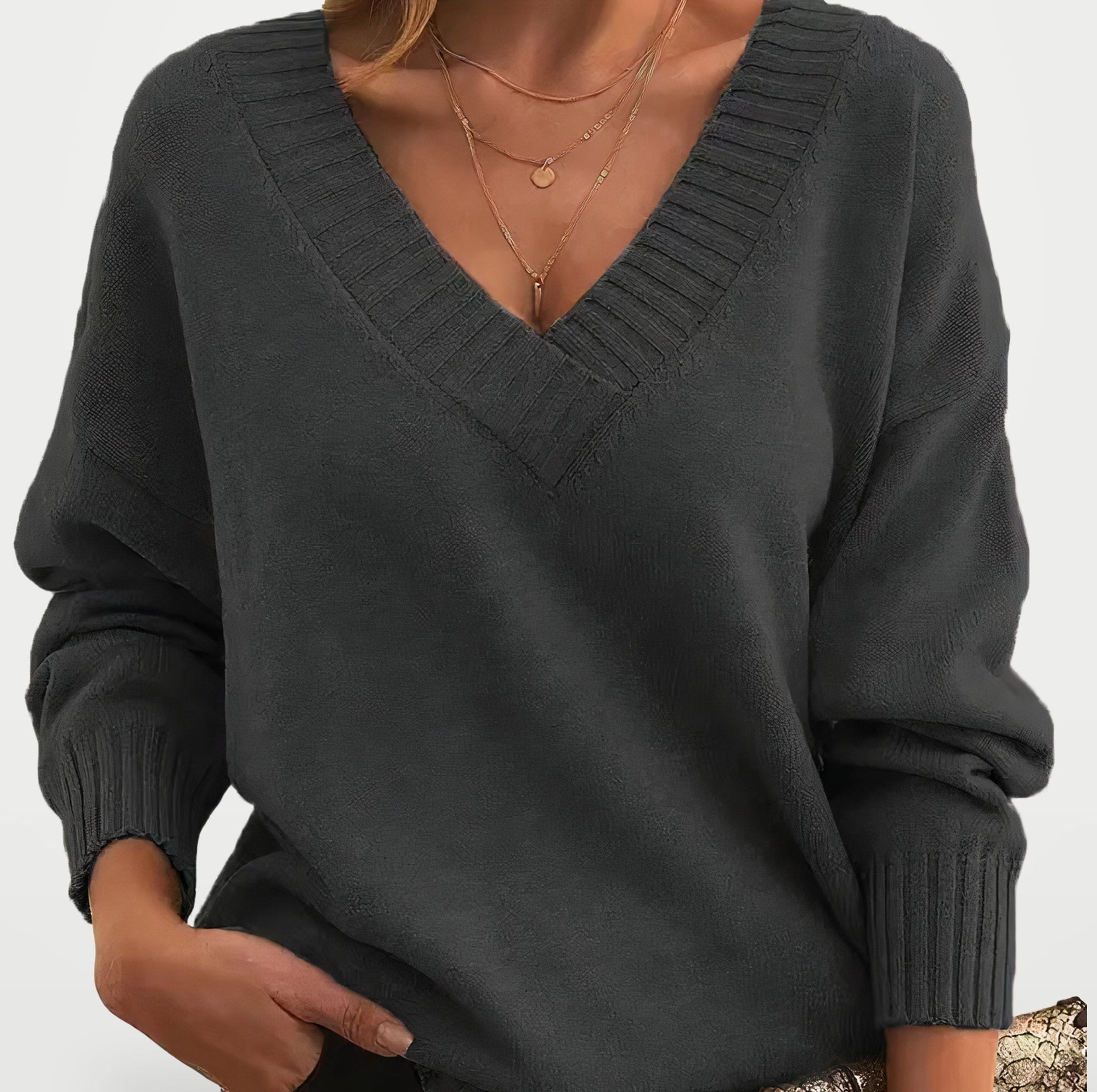 The Athletics Society | Women's Relaxed V-Neck Balloon Sweater - 2
