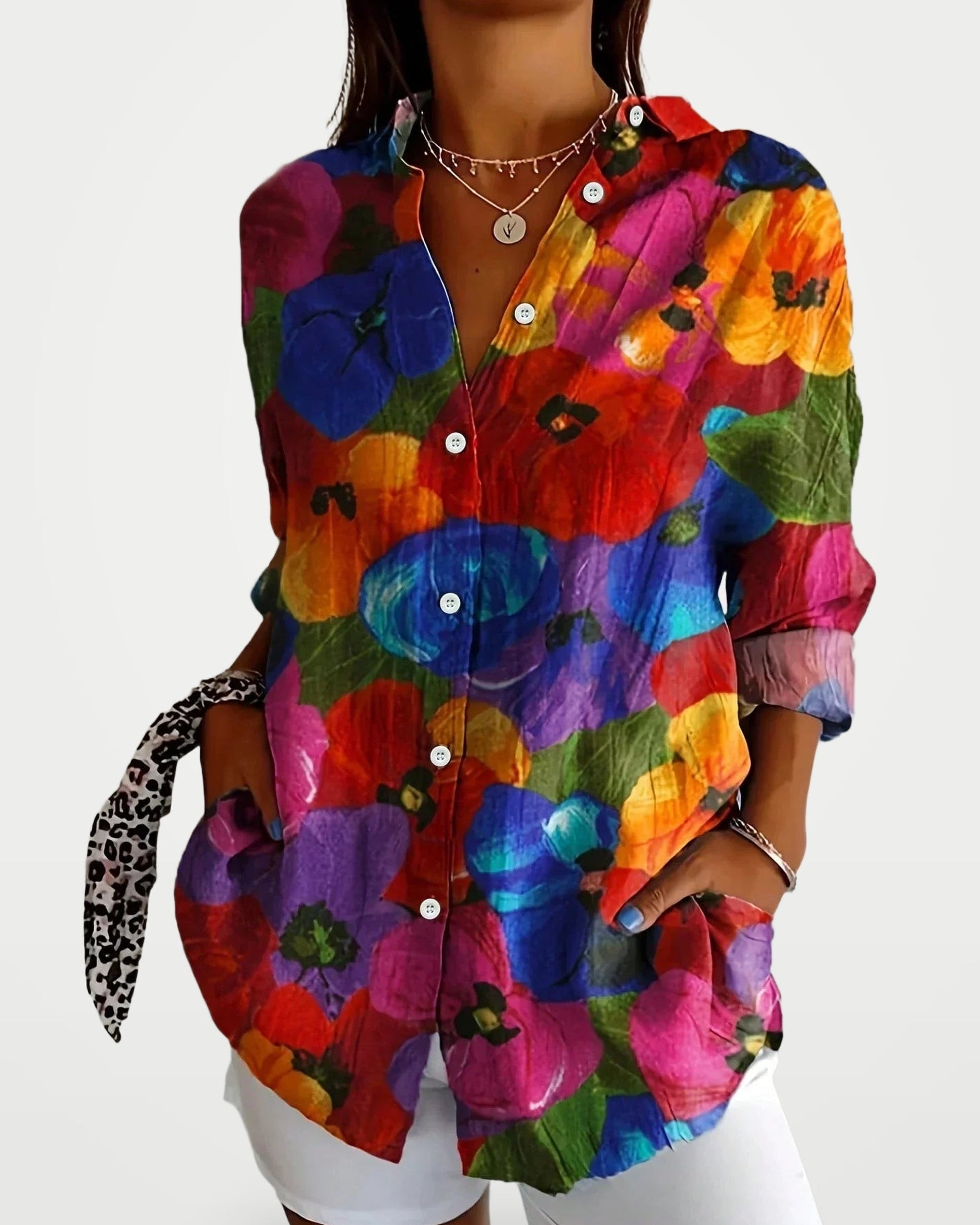 The Athletics Society | Women's Abstract Print Relaxed Blouse - 6