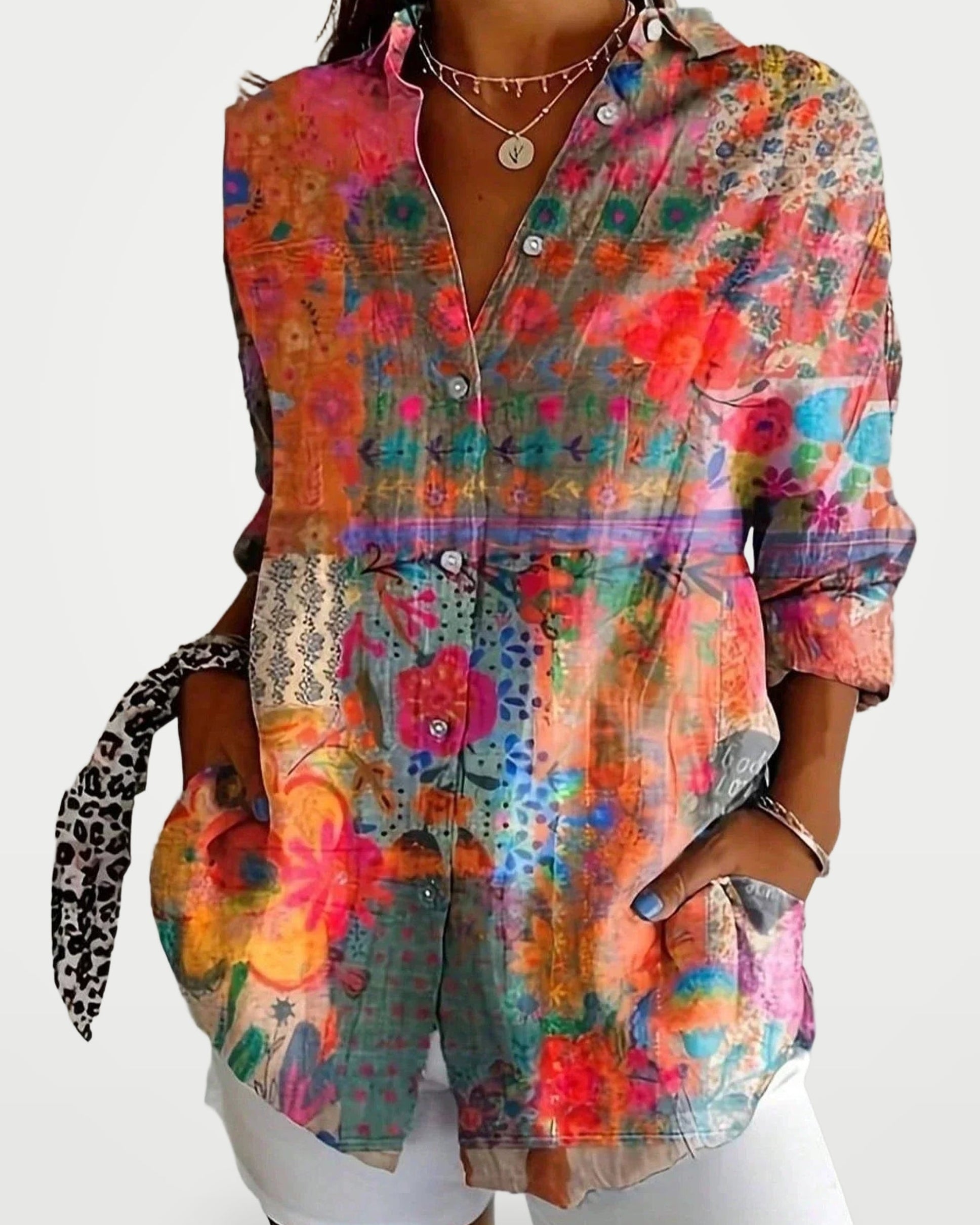 The Athletics Society | Women's Abstract Print Relaxed Blouse - 2