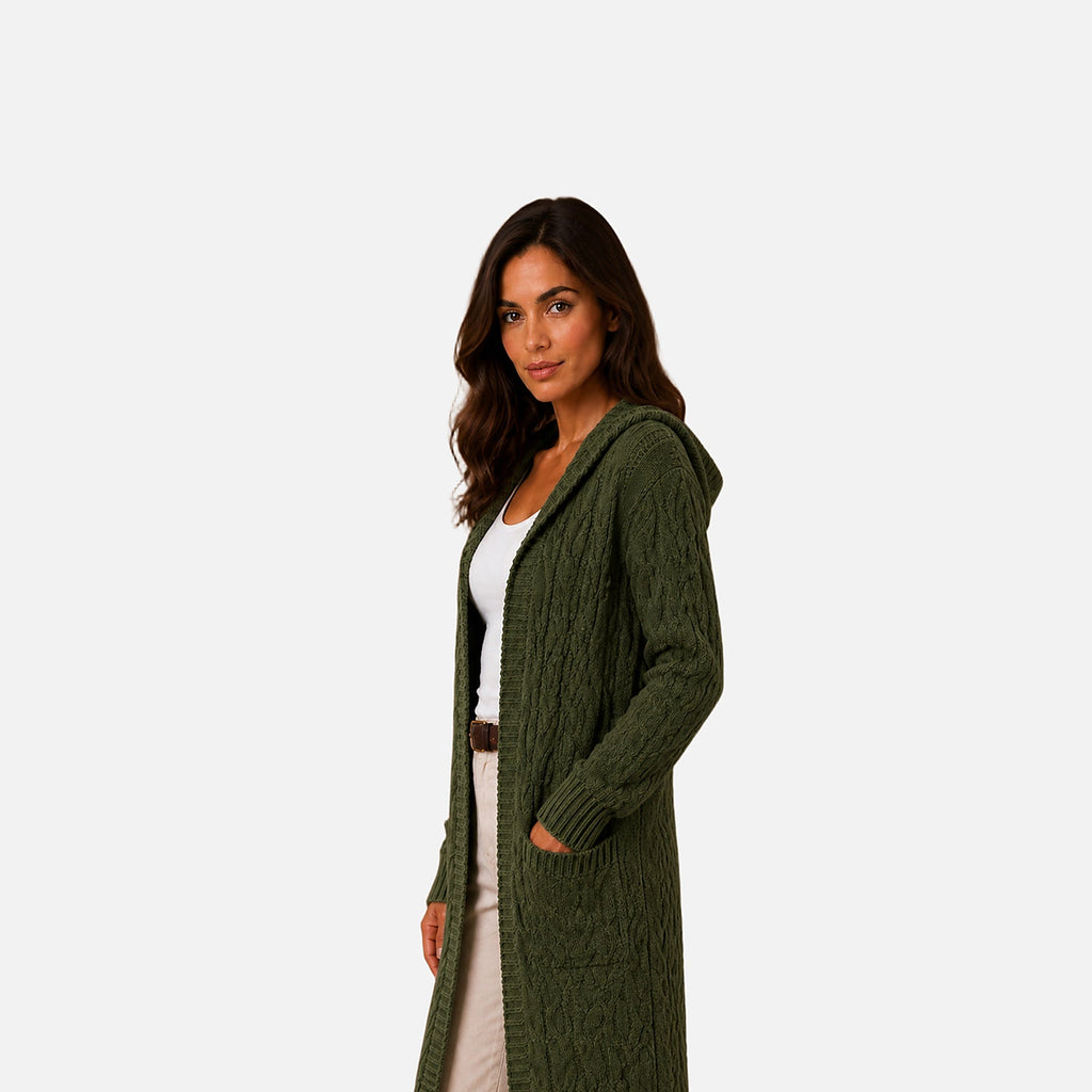 The Athletics Society | Women's Hooded Cable Knit Cardigan - 15