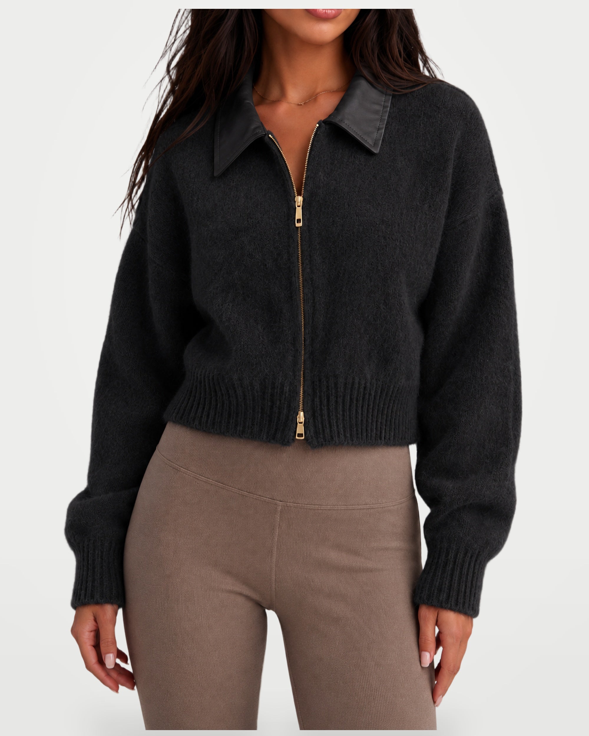 The Athletics Society | Women's Fuzzy Knit Zip Cardigan - 8