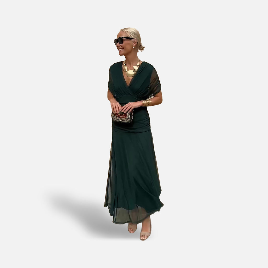 The Athletics Society | Women's Elegant V-Neck Maxi Dress - 1