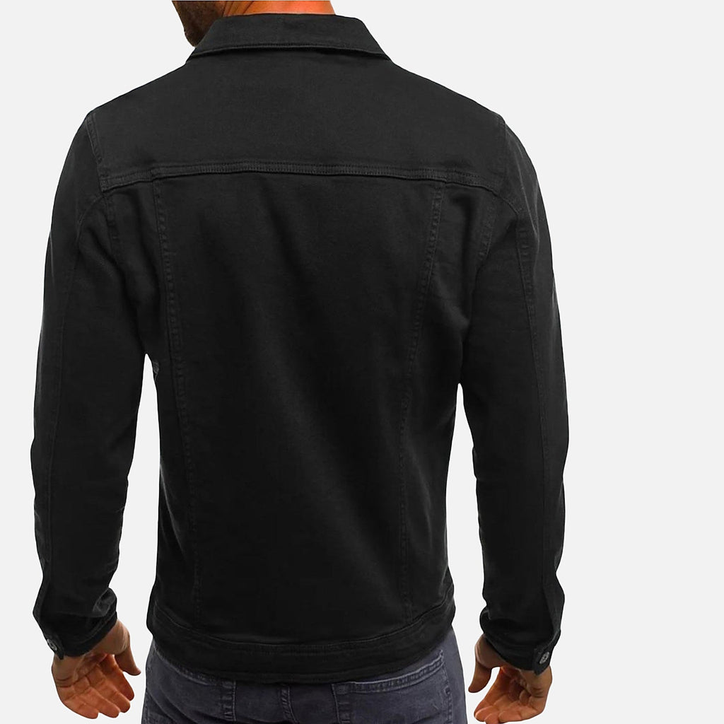 The Athletics Society | Men's Denim Jacket Structured Tailored Fit Casual Layering Black Blue - 2
