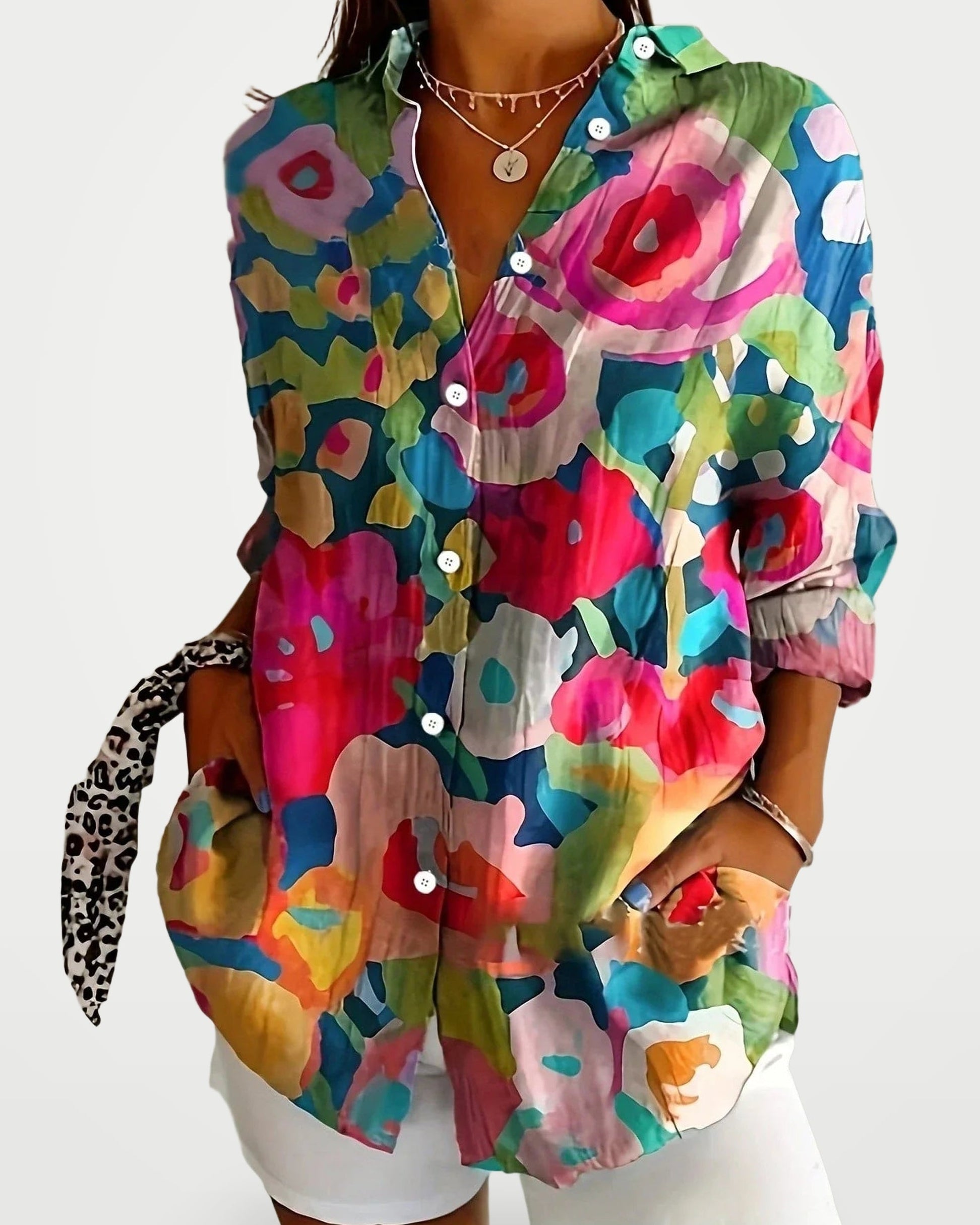 The Athletics Society | Women's Abstract Print Relaxed Blouse - 5