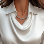 The Athletics Society | Women's Satin Blouse Draped Neckline Slim Fit Elegant Top - 3