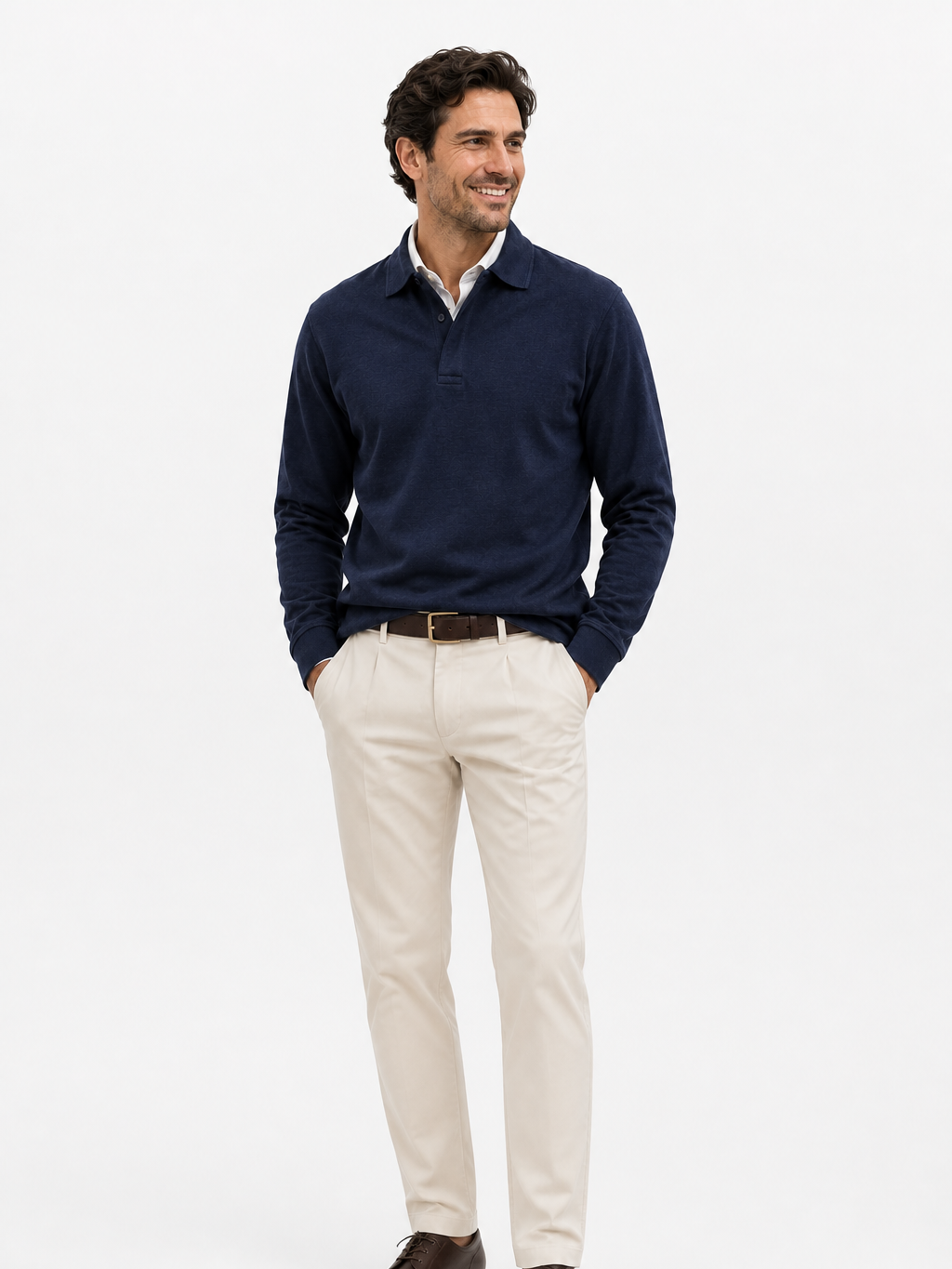 The Athletics Society | Men's Navy Long Sleeve Polo Sweater
