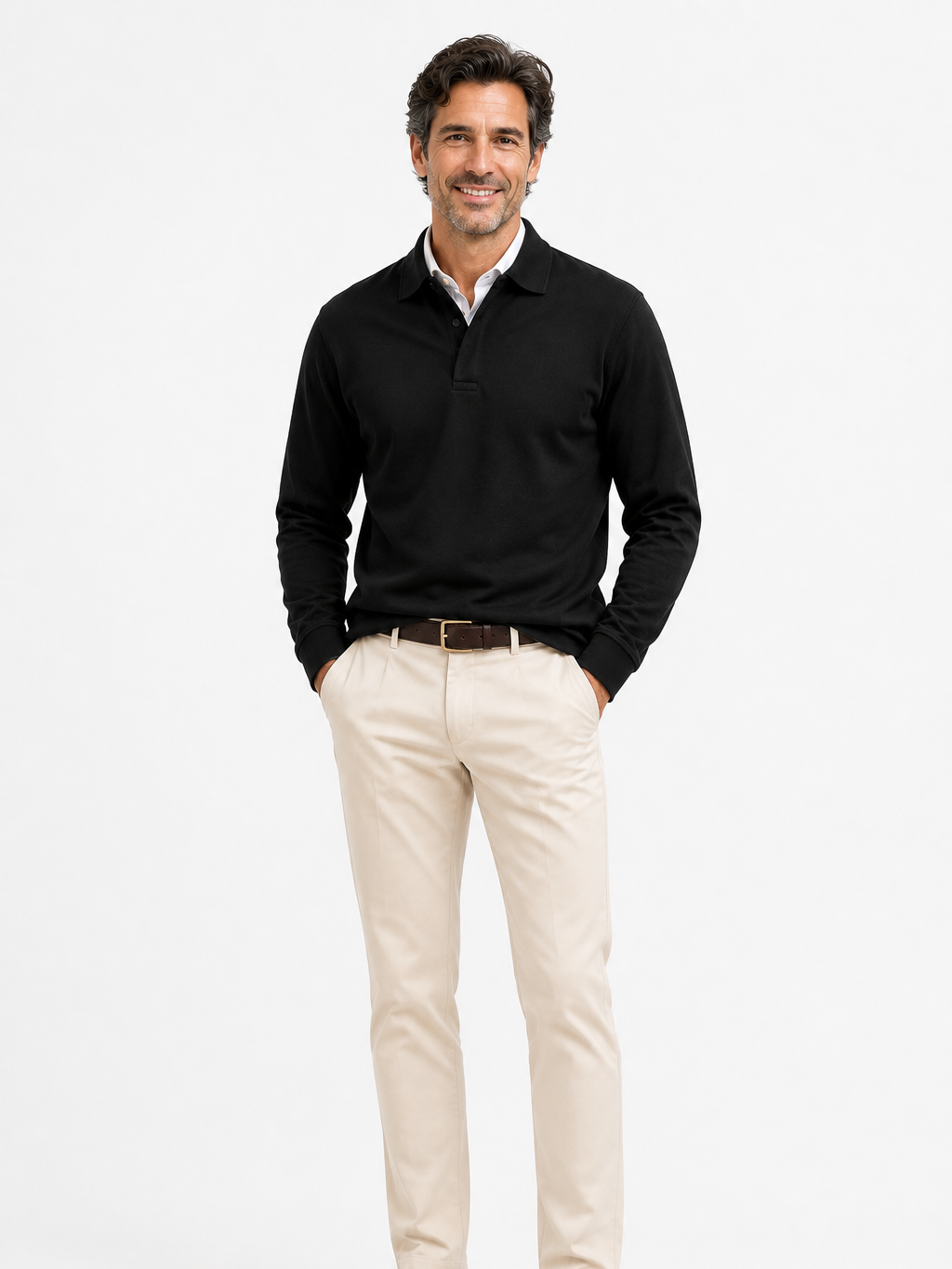 The Athletics Society | Men's Navy Long Sleeve Polo Sweater