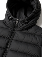 The Athletics Society | Mens Black Lightweight Hooded Quilted Puffer Jacket