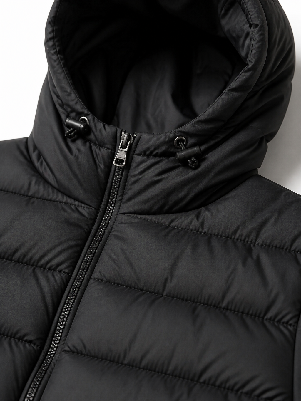 The Athletics Society | Mens Black Lightweight Hooded Quilted Puffer Jacket