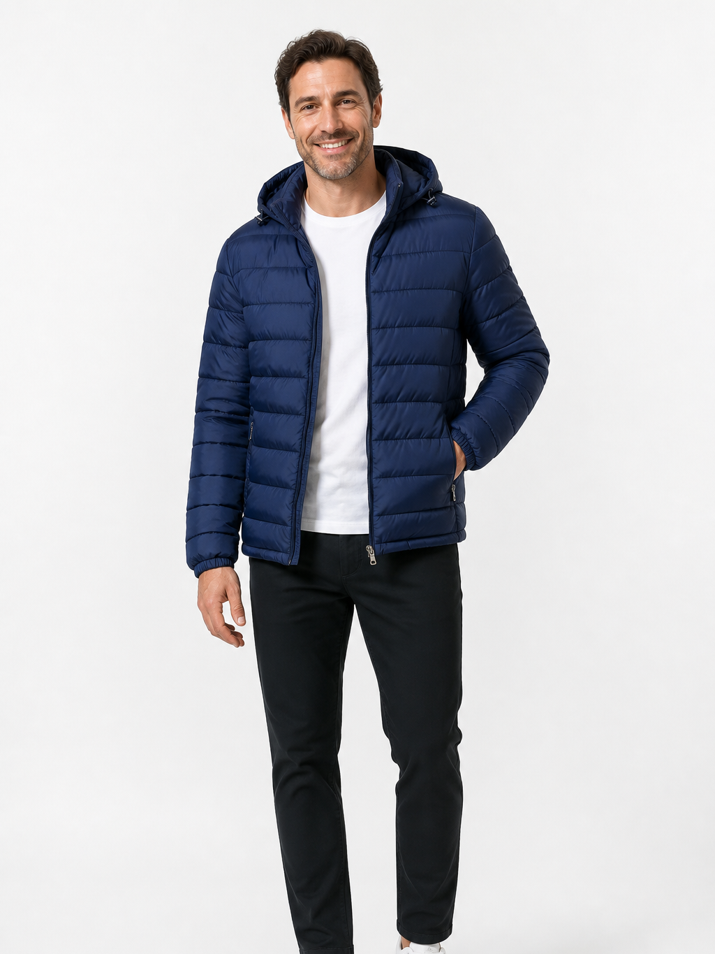 The Athletics Society | Mens Black Lightweight Hooded Quilted Puffer Jacket