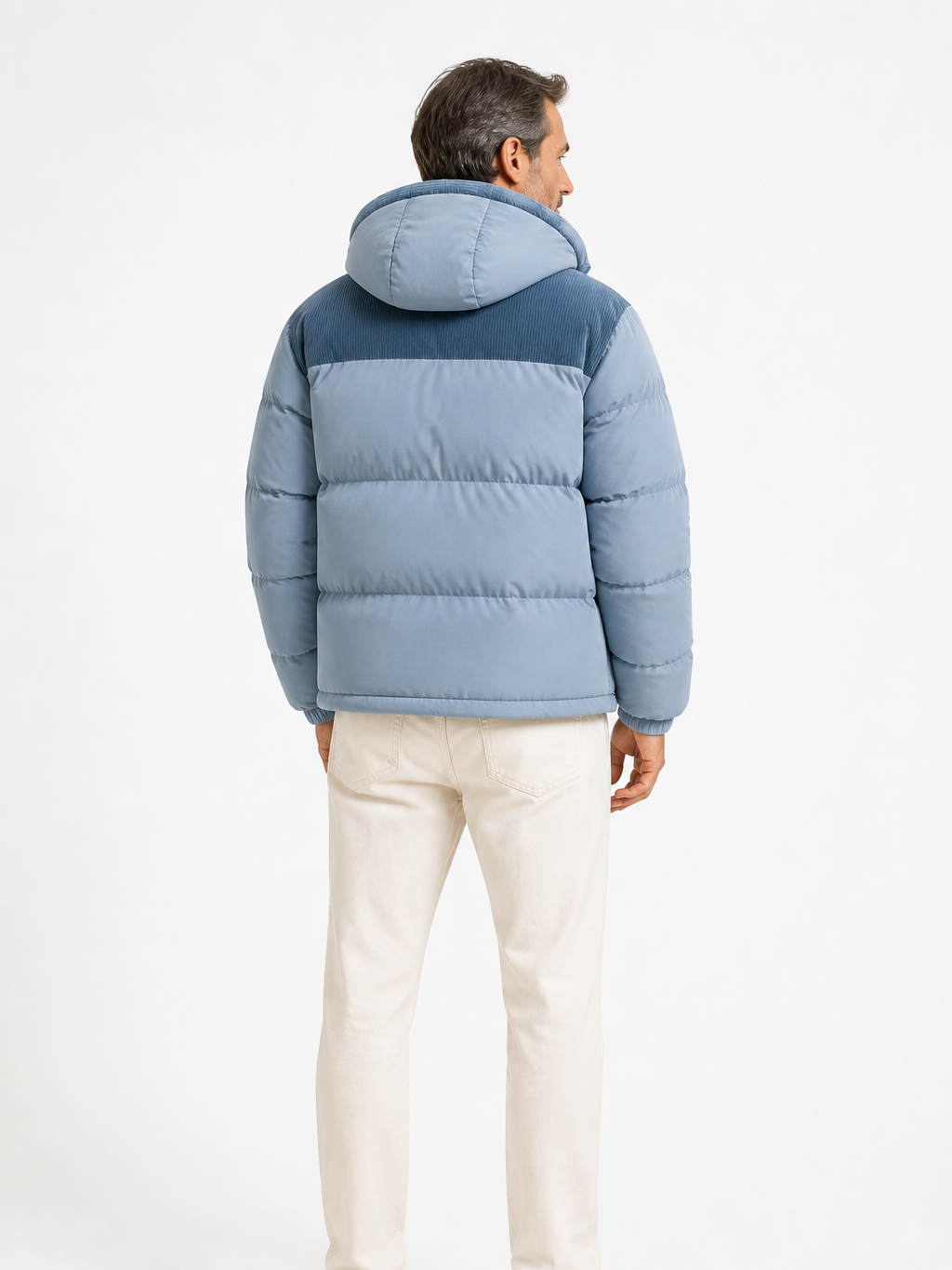 The Athletics Society | Men's Blue Thickened Hooded Winter Puffer Jacket