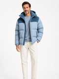 The Athletics Society | Men's Blue Thickened Hooded Winter Puffer Jacket