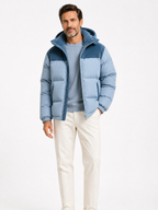 The Athletics Society | Men's Blue Thickened Hooded Winter Puffer Jacket