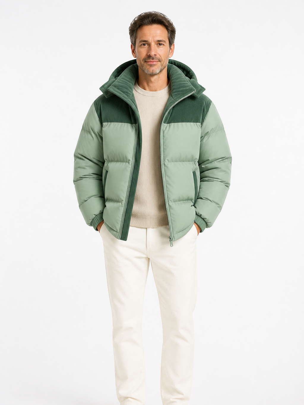 The Athletics Society | Men's Blue Thickened Hooded Winter Puffer Jacket