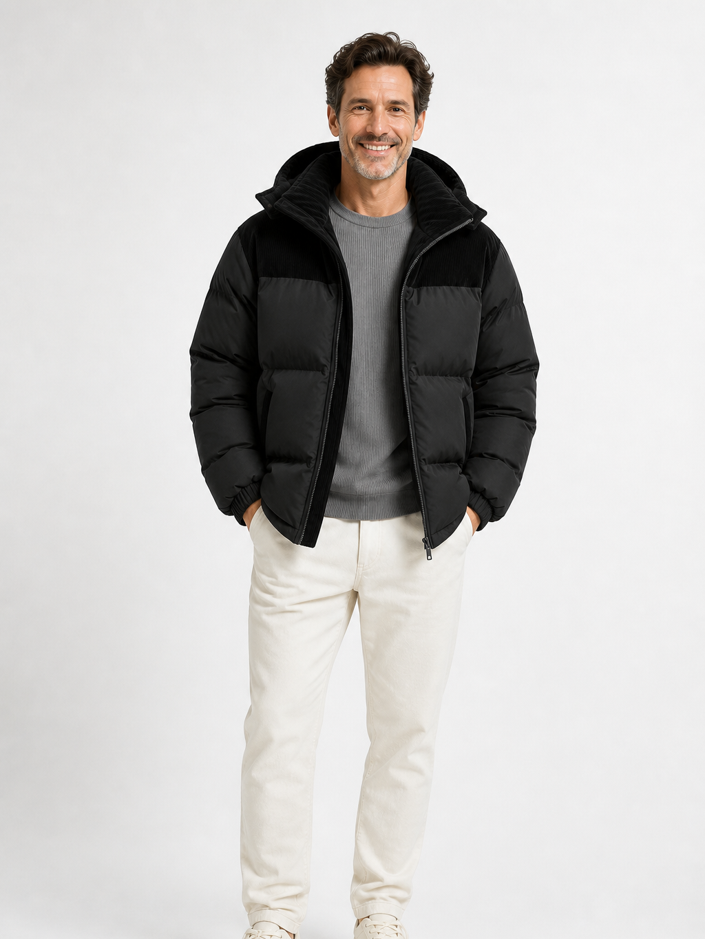 The Athletics Society | Men's Blue Thickened Hooded Winter Puffer Jacket