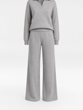 The Athletics Society | Polished Gray Polo Sweater And Wide Leg Pants Set