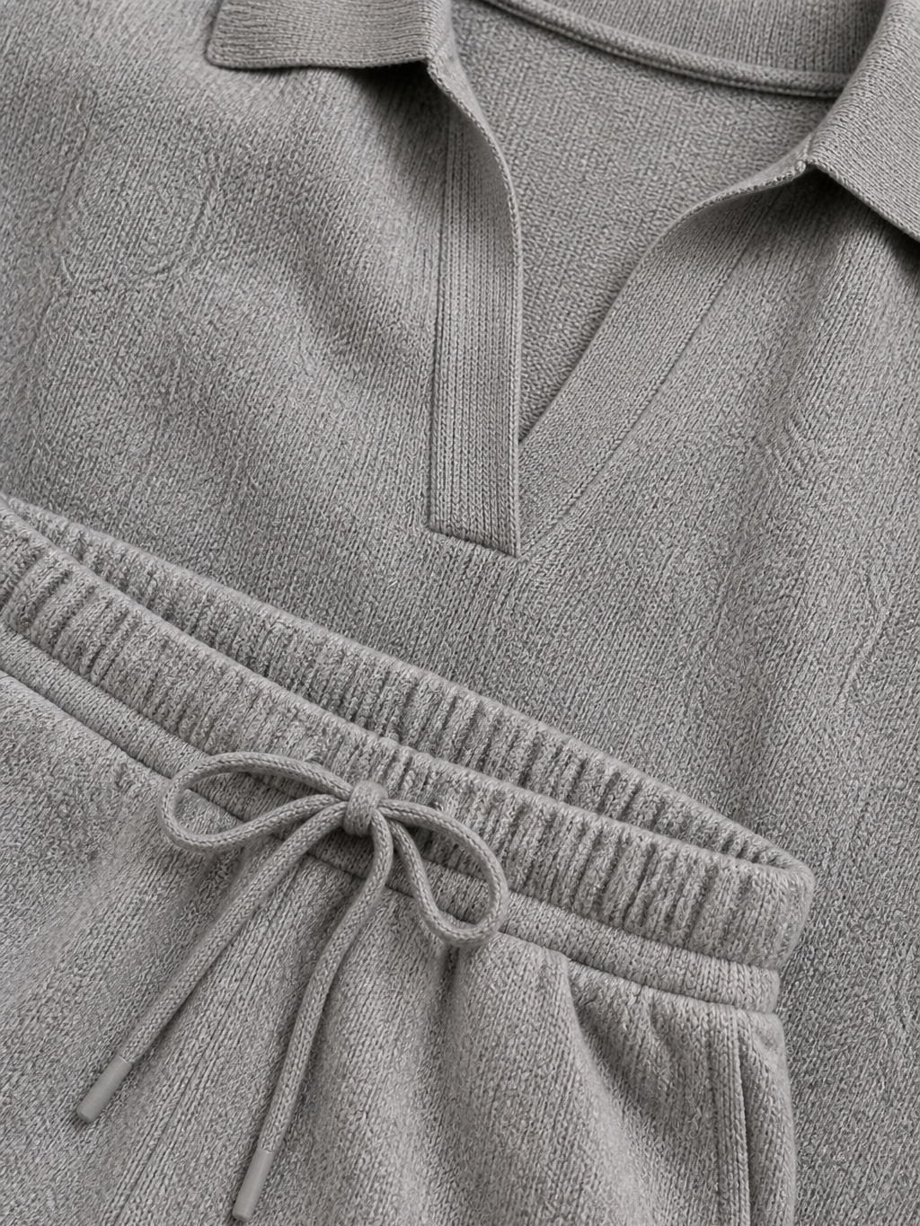 The Athletics Society | Polished Gray Polo Sweater And Wide Leg Pants Set