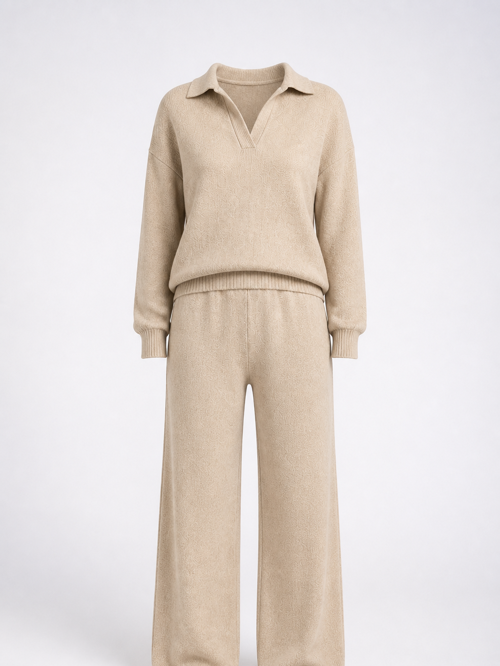 The Athletics Society | Polished Gray Polo Sweater And Wide Leg Pants Set