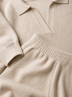 The Athletics Society | Polished Gray Polo Sweater And Wide Leg Pants Set