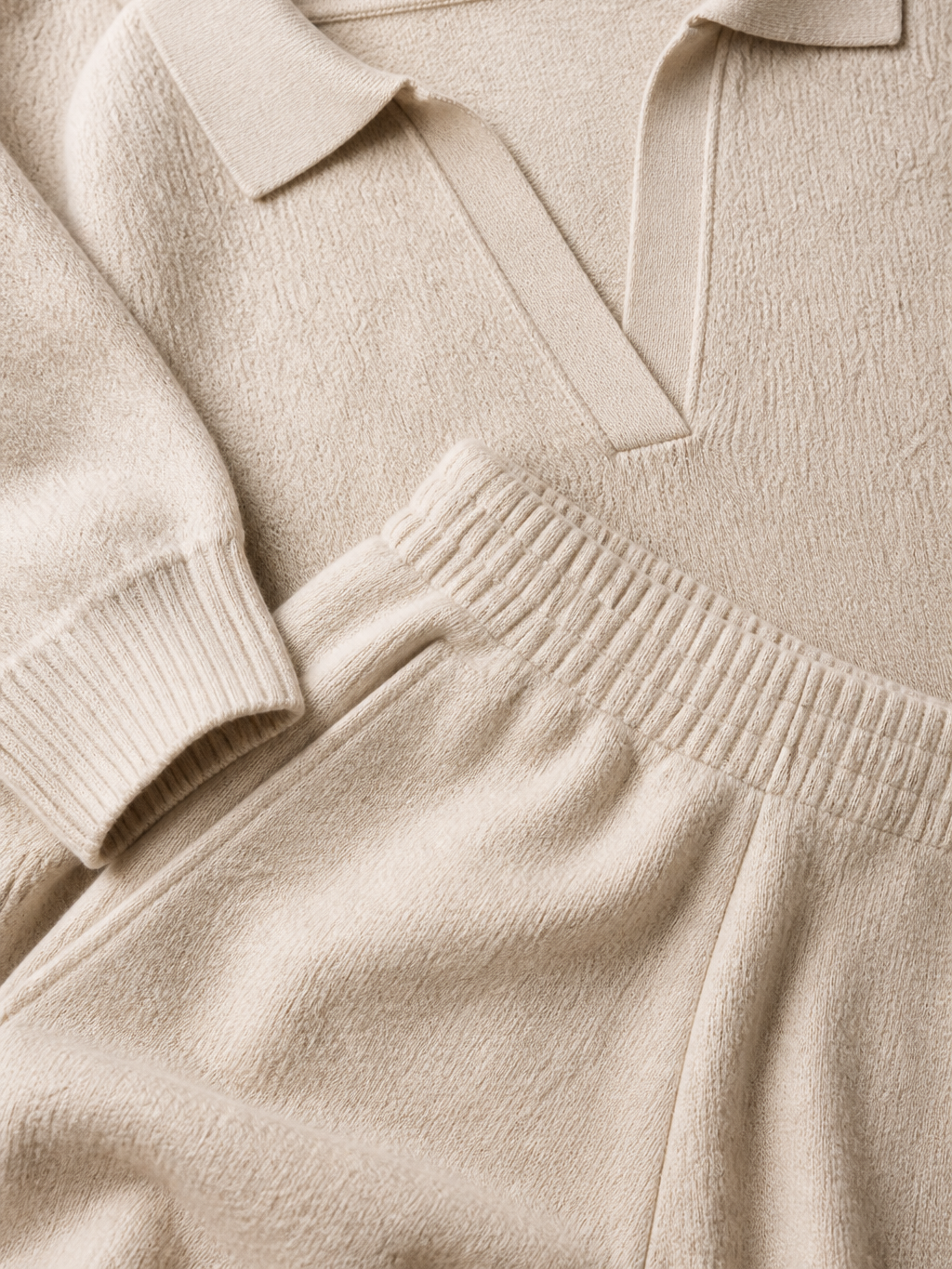 The Athletics Society | Polished Gray Polo Sweater And Wide Leg Pants Set