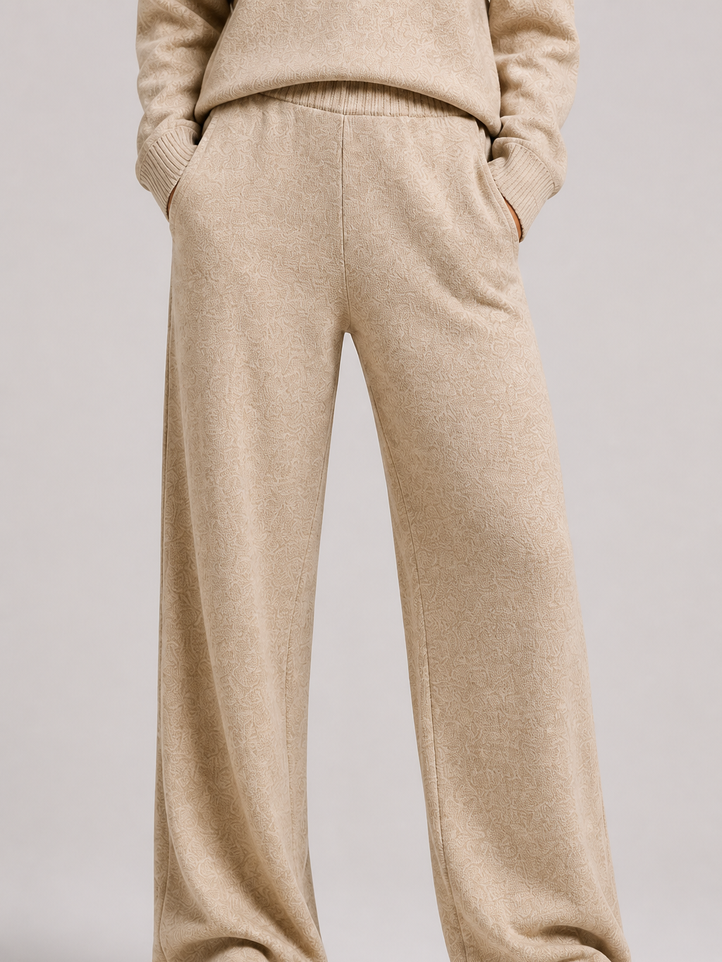 The Athletics Society | Polished Gray Polo Sweater And Wide Leg Pants Set