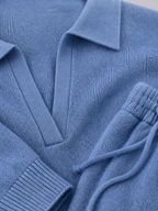 The Athletics Society | Polished Gray Polo Sweater And Wide Leg Pants Set