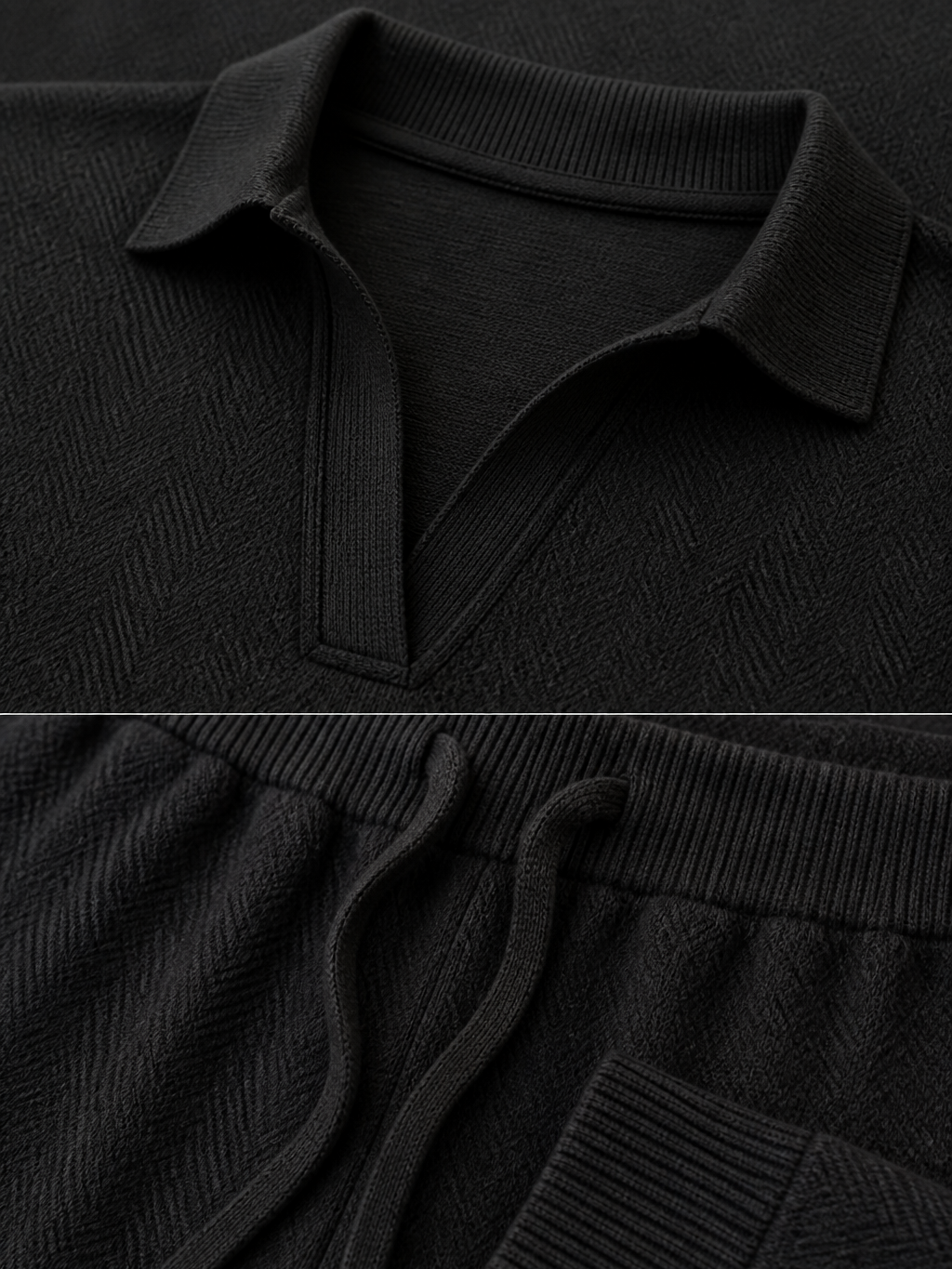 The Athletics Society | Polished Gray Polo Sweater And Wide Leg Pants Set