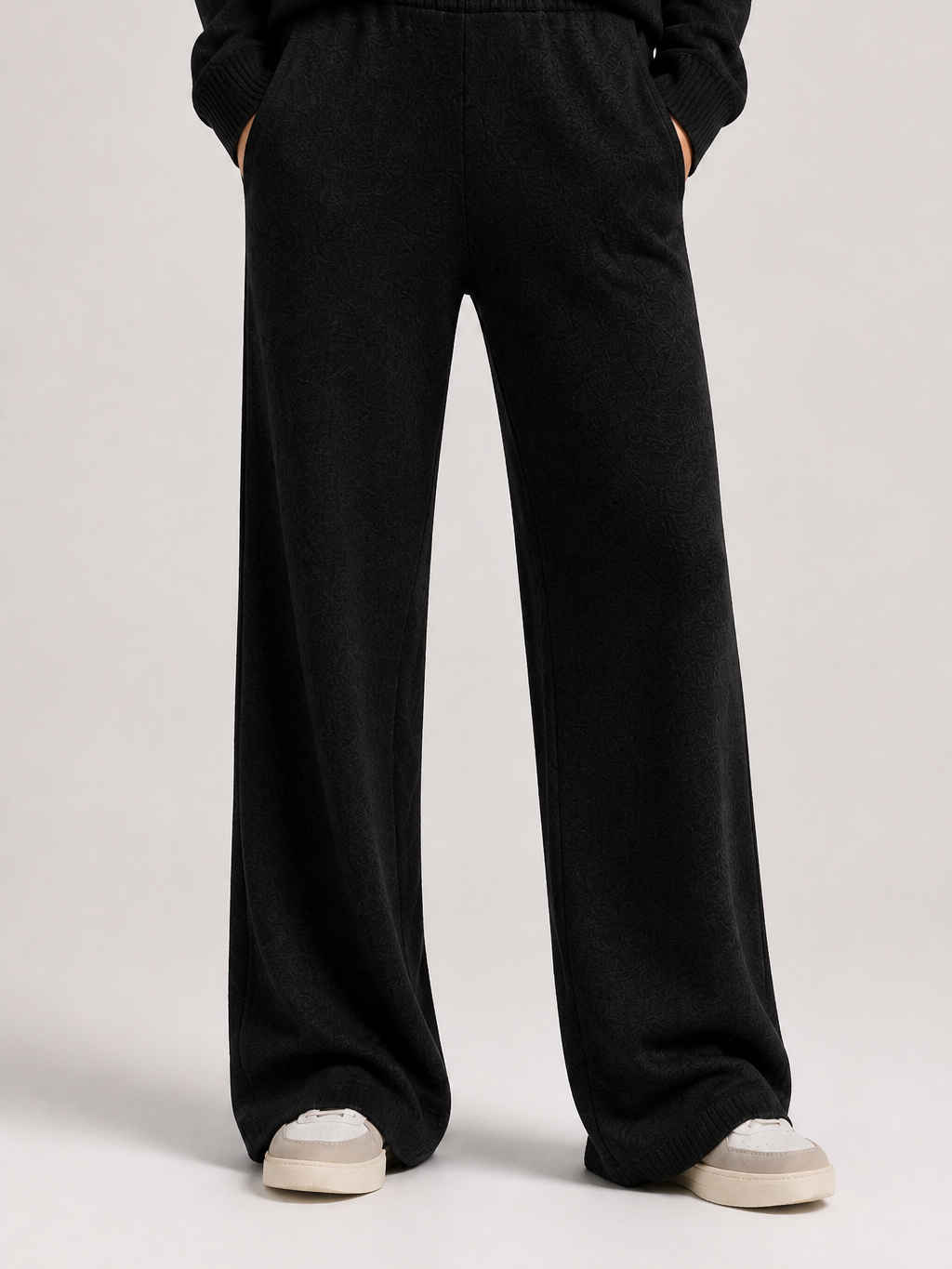 The Athletics Society | Polished Gray Polo Sweater And Wide Leg Pants Set