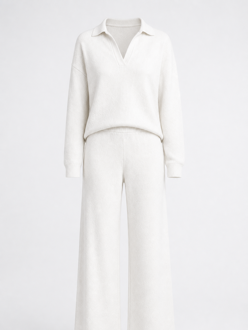 The Athletics Society | Polished Gray Polo Sweater And Wide Leg Pants Set