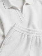 The Athletics Society | Polished Gray Polo Sweater And Wide Leg Pants Set