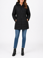 The Athletics Society | Women Light Green Longline Quilted Puffer Hooded Coat