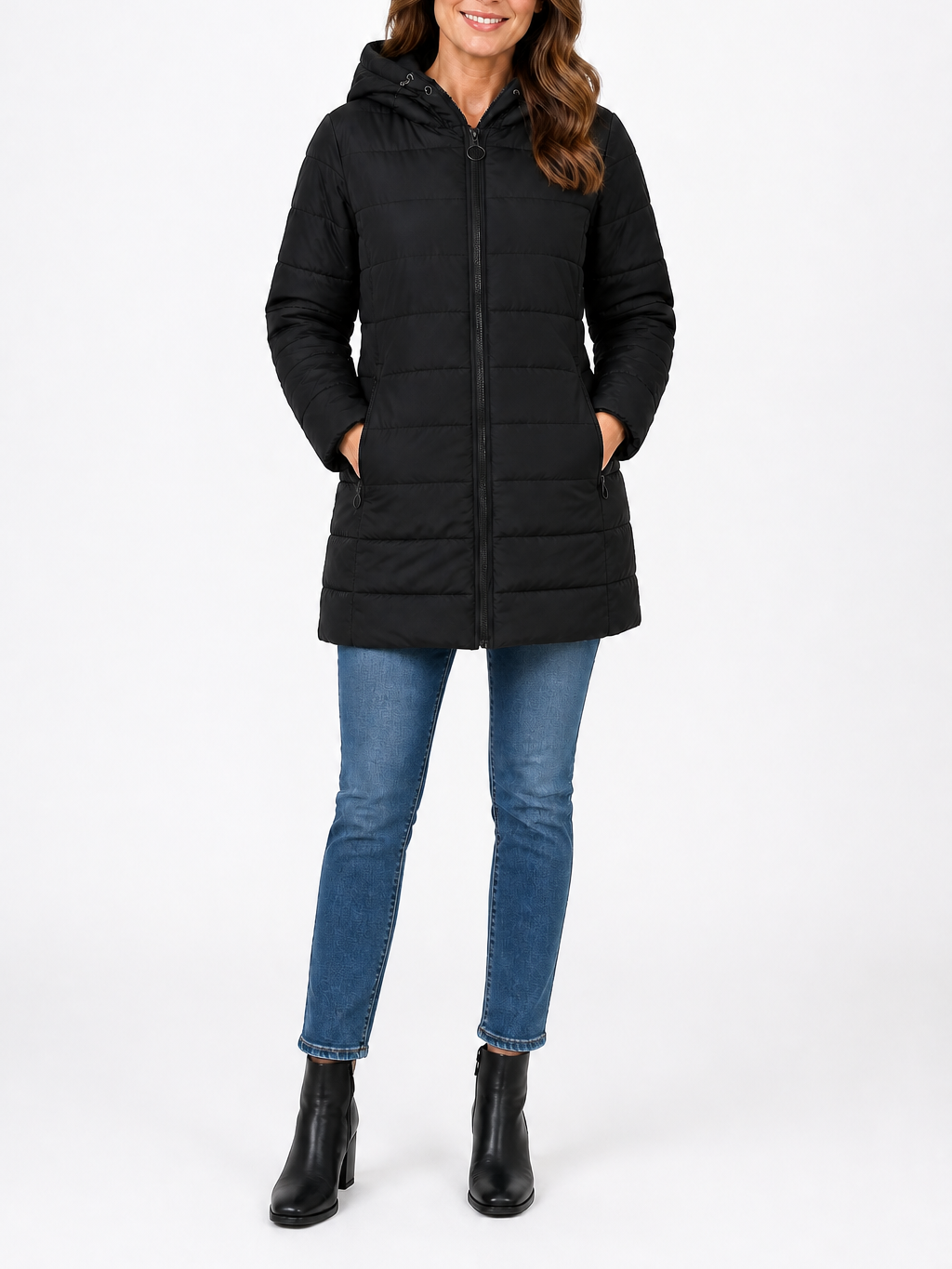 The Athletics Society | Women Light Green Longline Quilted Puffer Hooded Coat