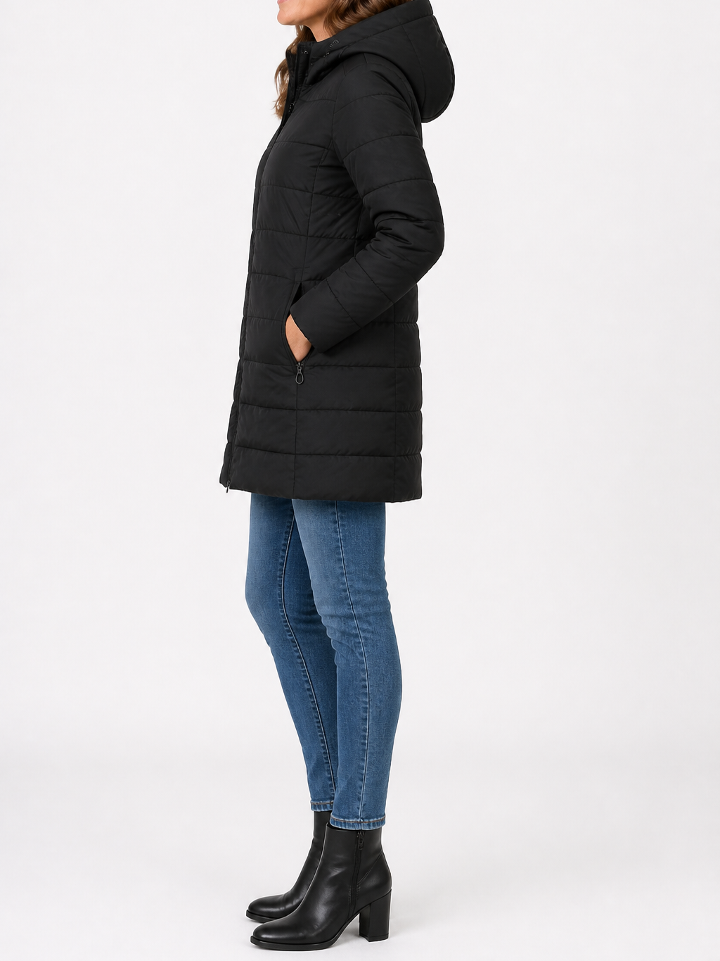The Athletics Society | Women Light Green Longline Quilted Puffer Hooded Coat