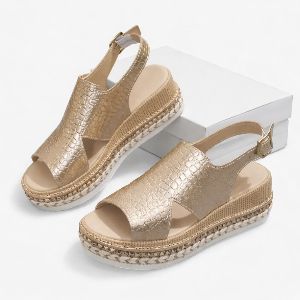 The Athletics Society | Women's Metallic Wedge Sandals Everyday - 5